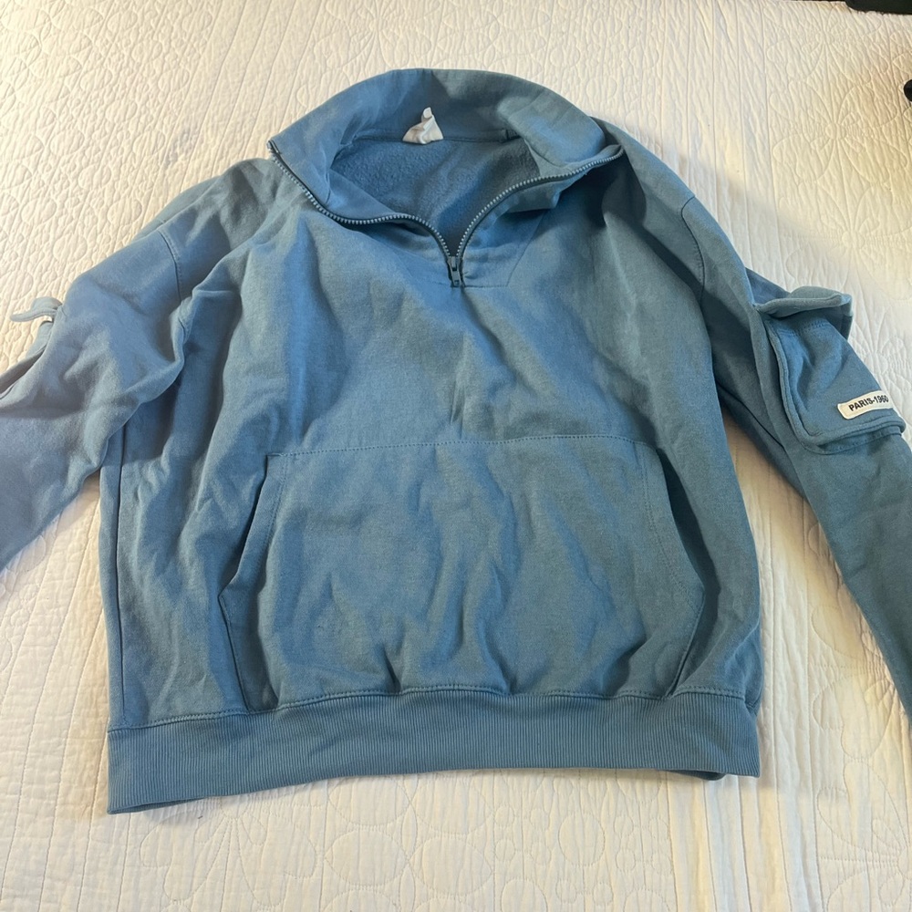 light blue quarter zip